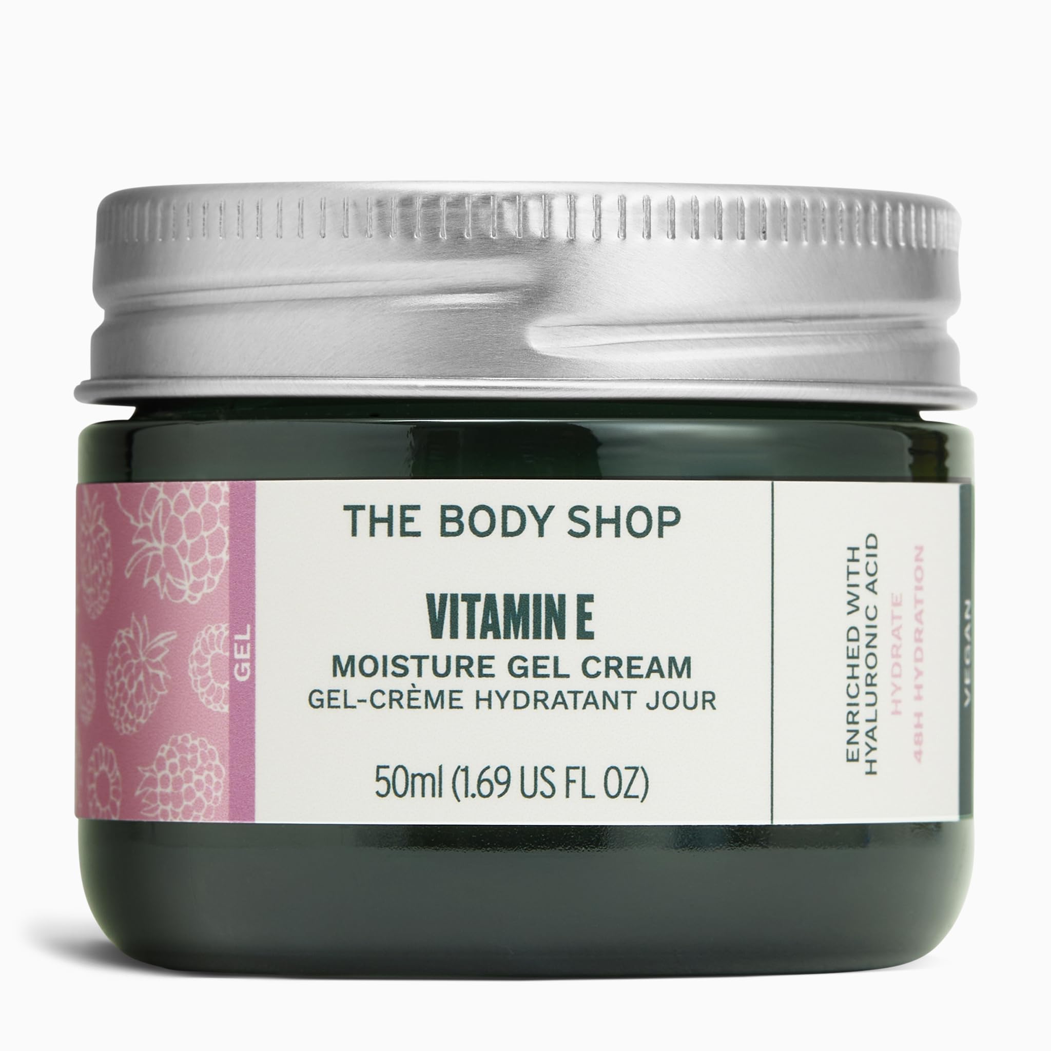 The Body Shop Vitamin E Moisture Gel Cream (1x 50ml), Ultra-Lightweight Face Moisturiser for Combination Skin, 48HR Hydration, With Hyaluronic Acid, Vitamin E & Raspberry Seed Oil