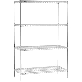 METRO Super Erecta 48" W x 24" D x 74" H Chrome Wire Shelving Unit, 4 Tier, 2000 lbs. Capacity, NSF Listed Commercial Steel Rack for Pantry, Closet, Garage and Dry Storage
