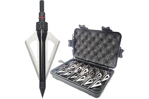 LeeMui Hunting Broadheads 12PK 100 Grains Screw-in Arrow Archery 3 Blades Hunting Heads Arrow Tips Compatible with Crossbow and Compound Bow + 1 PK Broadhead Storage Case