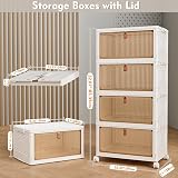 TidyTrove 4-Tier Storage Boxes with Lid 92L Capacity Transparent Ribbed Drawers view 2
