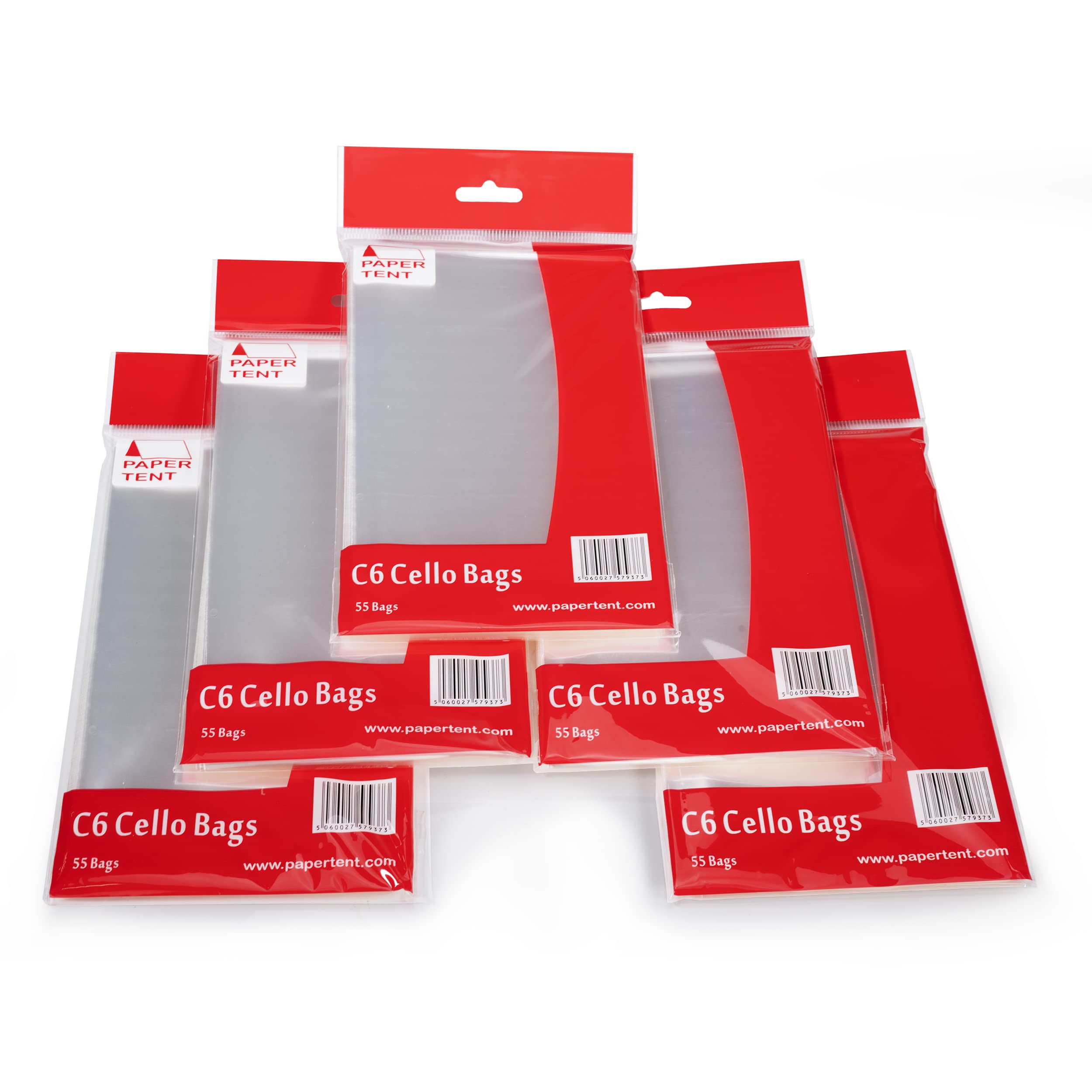 Papertent C6 Cello Bags, 40 Micron Thick, Qty 275 (5 PACKS x 55)