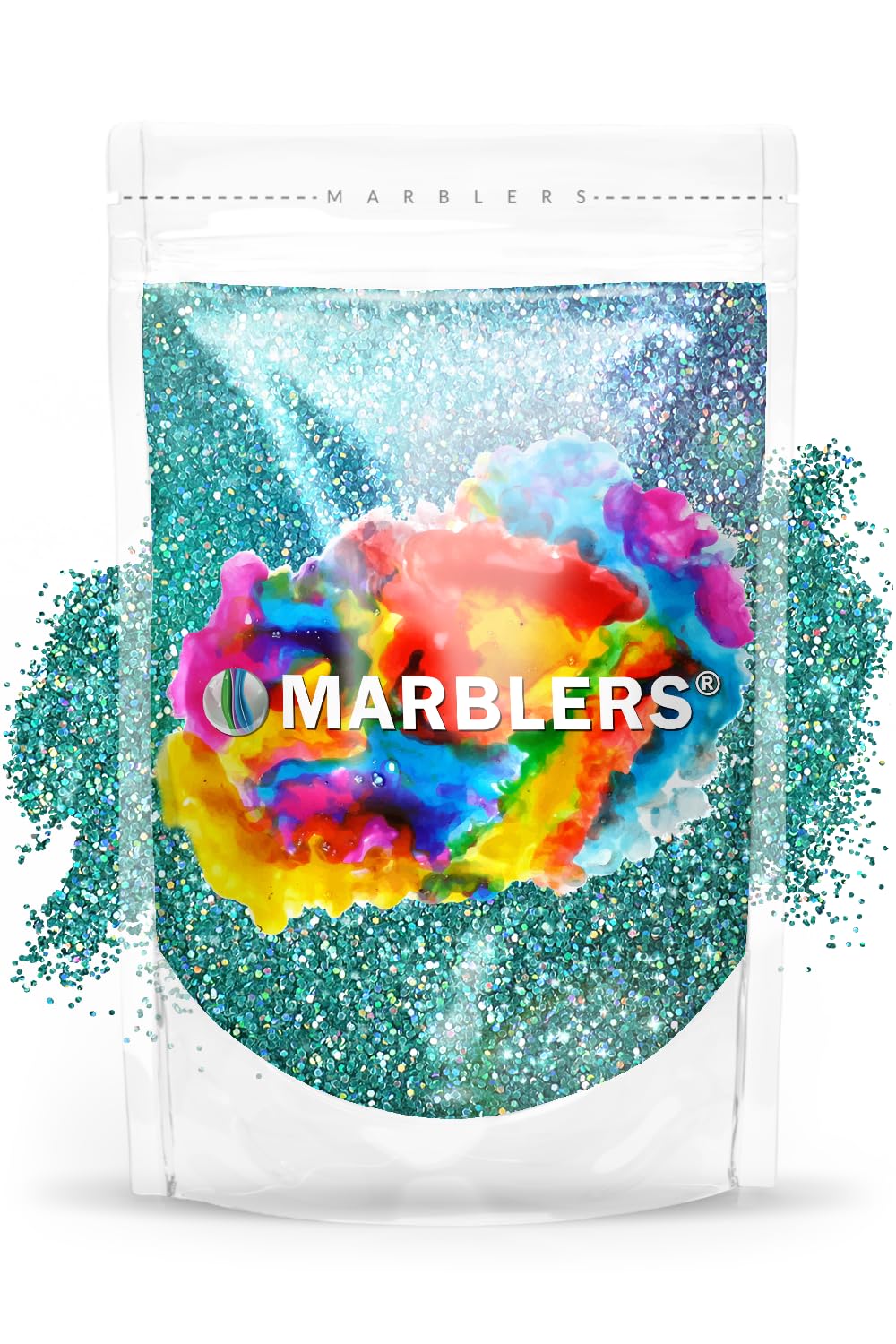 MARBLERS Holographic Glitter [Holo Teal] 3oz (85g) | Fine | Non-Toxic, Vegan, Cruelty-Free | Face, Body, Eyeshadow, Hair, Festival, Party Makeup | Nail Art, Polish | Resin, Tumbler, Slime, Craft