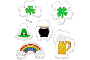 St. Patrick's Day Cookie Cutter Set - 6 pcs Stainless Steel St.Patrick's Day Shaped Cutters for Used for baking and making co
