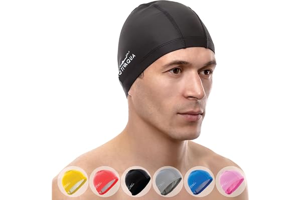 Spandex Swim Cap with Protective Layer // Comfortable Swimming Caps for Adult Men Women and Kids