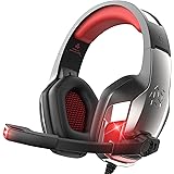Hunterspider Gaming Headset Headphones for PS4 PS5 Switch Xbox One PC with Microphone, Noise Reduction 7.1 Surround Sound & L