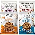 Quinn Pretzel Nuggets Quinntessential Pack - Made with Real Ingredients, Whole Grain Sorghum, Vegan, Gluten Free, Dairy Free, Non-GMO - Peanut Butter, Pizzeria, Sea Salt Stick, Maple (Pack of 4)