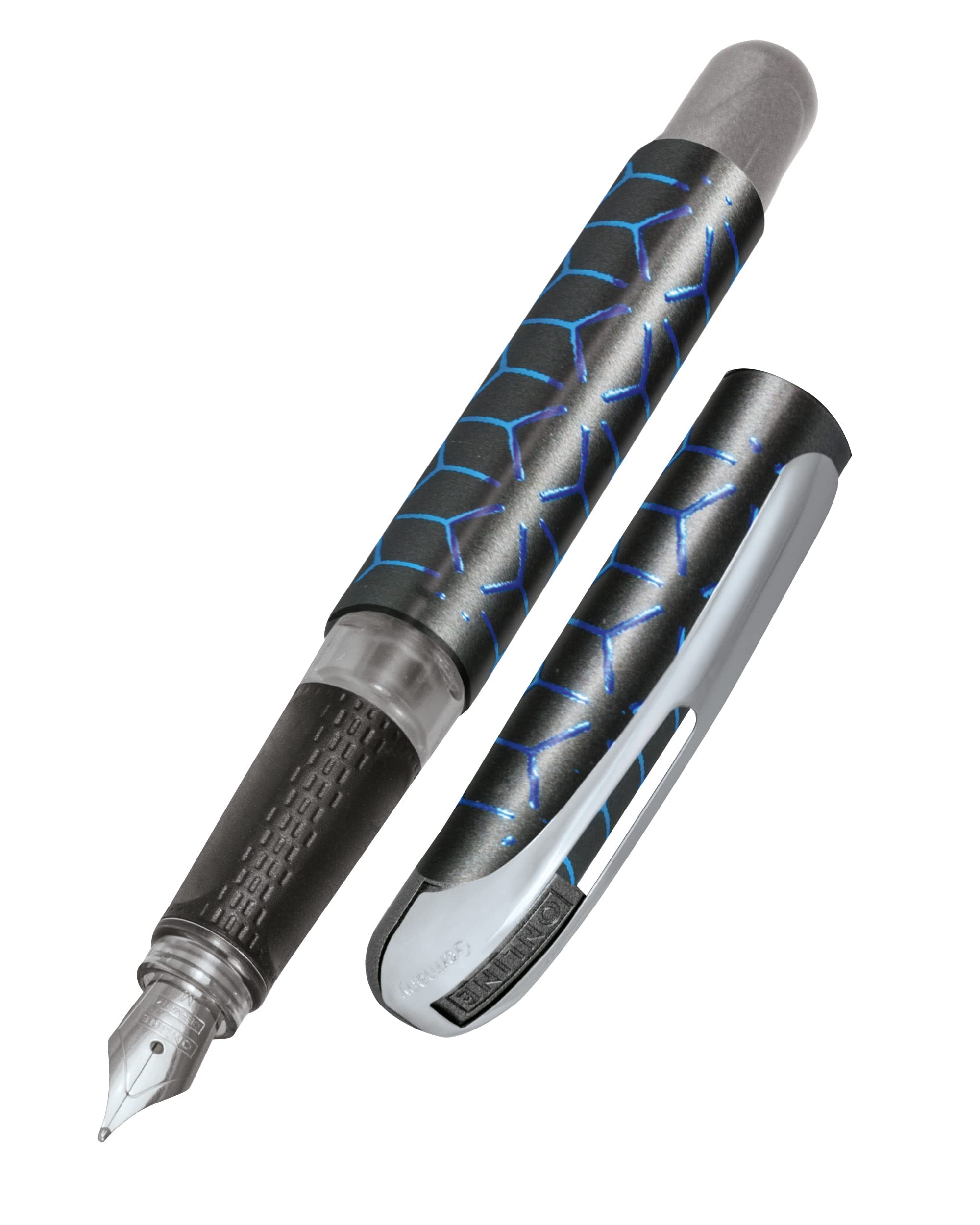 Online College ink pen Blue Style ergonomic fountain pen for school/college solid medium nib, soft grip part for standard ink cartridges refillable │ideal for beginners, pupils & students, 12509/3D — image 1