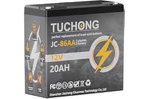 TUCHONG Lithium Battery, 12V 20Ah LiFePO4 Battery, Up to 5000+ Deep Cycle Lithium Iron Phosphate Rechargeable Batteries with BMS for Small UPS, Solar Power, Off-Grid Applications (12V 20AH)
