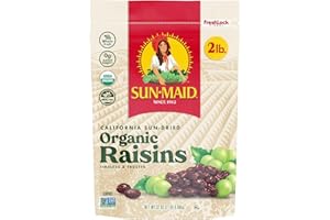 Sun-Maid Organic California Sun-Dried Raisins - 32 oz Resealable Bag - Organic Dried Fruit Snack for Lunches, Snacks, and Natural Sweeteners