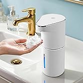 Automatic-Foaming-Soap-Dispenser-Touchless,Type C Rechargeable White Hand Soap Dispenser 13oz/350ml with 3 Foam Levels Wall Mounted & Countertop Design for Kitchen Bathroom IPX5 Waterproof