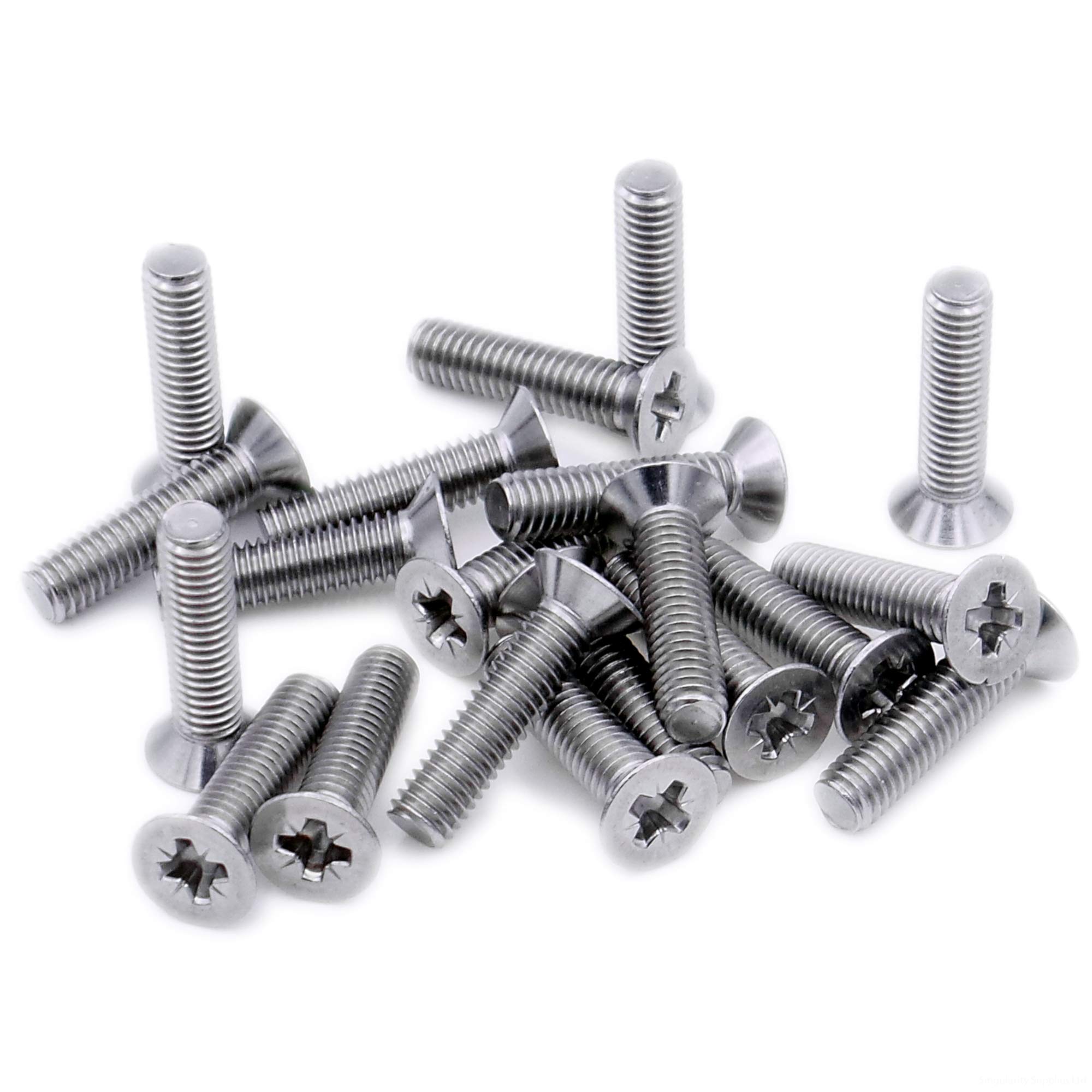 M5 (5mm x 14mm) Pozi Countersunk Machine Screw (Bolt) - Stainless Steel (A2) (Pack of 20)