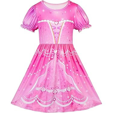 Girls Cotton Nightdress Lace Pajamas Short Sleeve Sleepwear Nightgown Home Dress