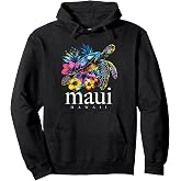 Maui Hawaii Sea Turtle Scuba Diving Flower Hawaiian Souvenir Pullover Hoodie