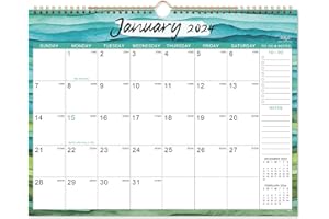 TULLOFA Calendar 2024 - Wall Calendar 2024, 12 Monthly Calendar 2024, 14.8" x 11.5", Jan. 2024 - Dec. 2024, 2024 Wall Calendar with Twin-Wire Binding, Hanging Hook, Large Unruled Blocks with Julian Dates -