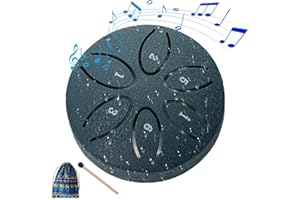 Rain Drum for Outside, Steel Tongue Drum 3 Inches 6 Notes Outdoor Rain Chime Instrument, Mini Rain Drum for Garden with Trave