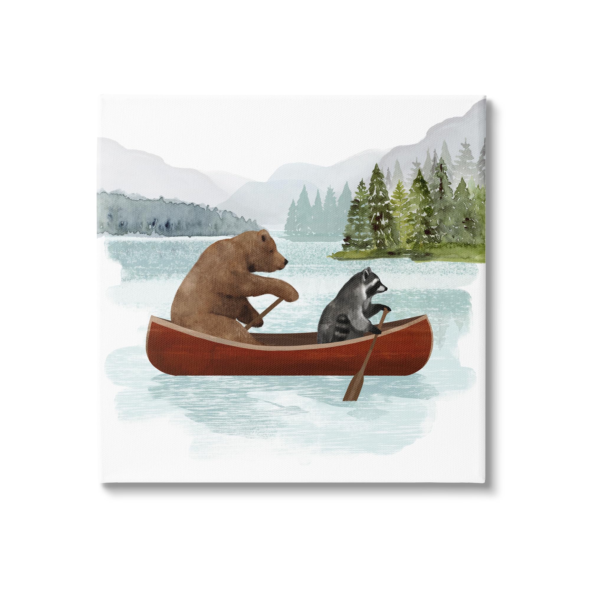 Photo 1 of Stupell Industries Raccoon & Bear Canoeing Canvas Wall Art by Victoria Barnes