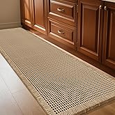 Extra Large Waffle Bath Mat Beige 6'x2'(72" x 24"), Boho Woven Modern Bath Mat Rugs, Absorbent Non Slip Bathroom Rugs, Soft Washable Bath Rugs with Tassels for Bathroom, Bedroom, Kitchen, Shower, Tub