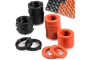 ZDBB 80 Pcs Garden Hose Gasket Rubber Seal, Fits All Standard 3/4 Inch Outdoor Hose Fittings with Heavy Duty Red and Black Self-Locking Tabs to Hold The Gasket Securely in The Fitting