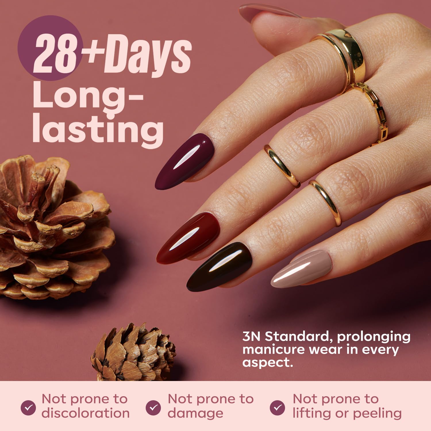 MEFA 19 Pcs Gel Nail Polish Kit with U V Light, 12 Colors Fall Gel Nail Polish Set Burgundy Red Champagne Gold Glitter Soak Off Purple Manicure Tools Beginners Salon Art Nails Art DIY for Women - Image 4