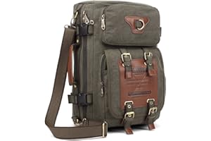 KAUKKO Outdoor Travel Men Backpack Hiking Camping Canvas Rucksack (Canvas Amygreen)