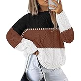 Disamer Womens Sweaters Oversized Cable Knit Sweater Fall Clothes 2026 Fashion Outfits Long Sleeve Crewneck Chunky Pullover