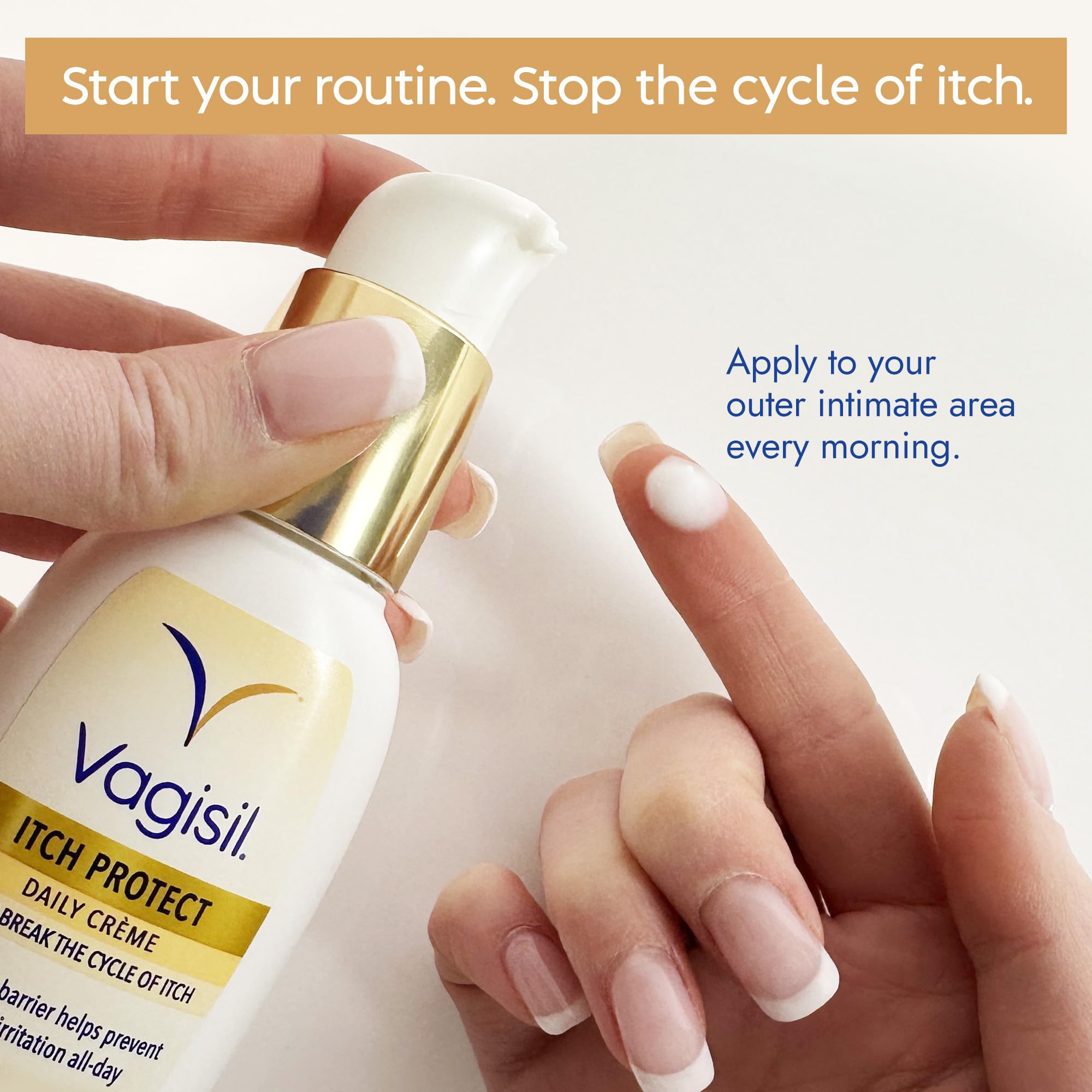 Vagisil Itch Protect Daily Creme with Prebiotic Oatmeal, Fragrance-Free Protective Formula with Shea Butter and Sunflower Oil, pH Balanced Fast-Absorbing Moisturizer, Hypoallergenic, 2 oz