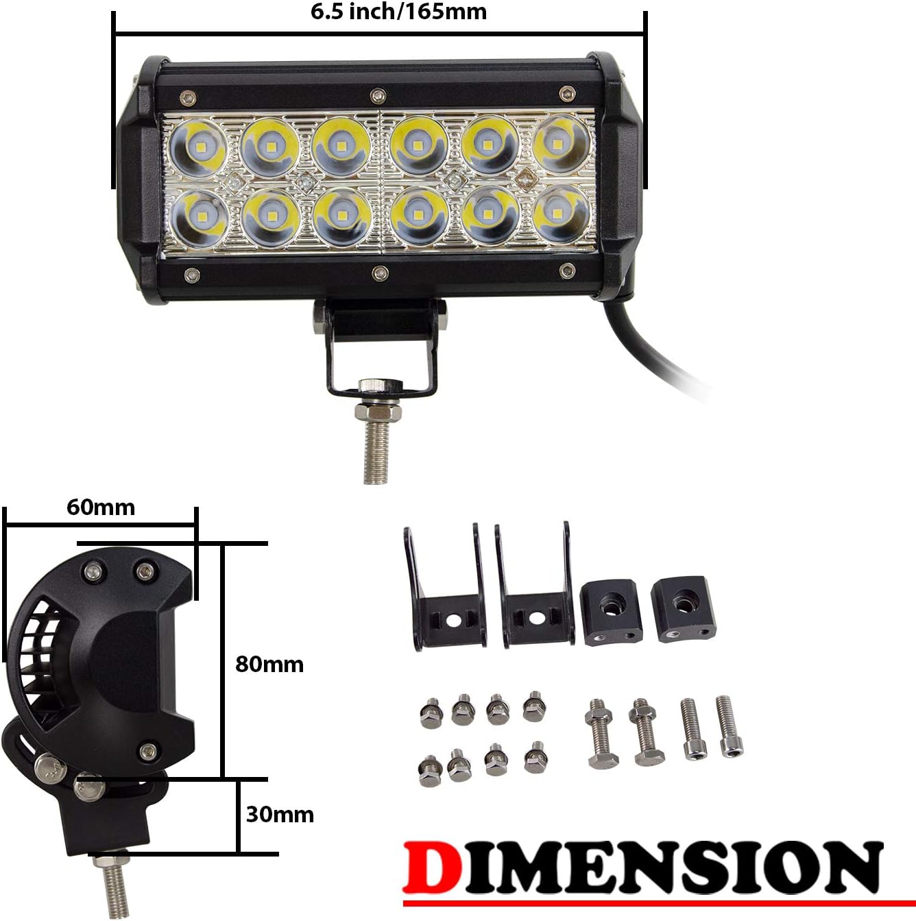 AUXTINGS 2 x 7 inch 36W Spot LED Work Light Bar Off road Trucks SUV 4WD Driving Fog Lights, Black - Image 3