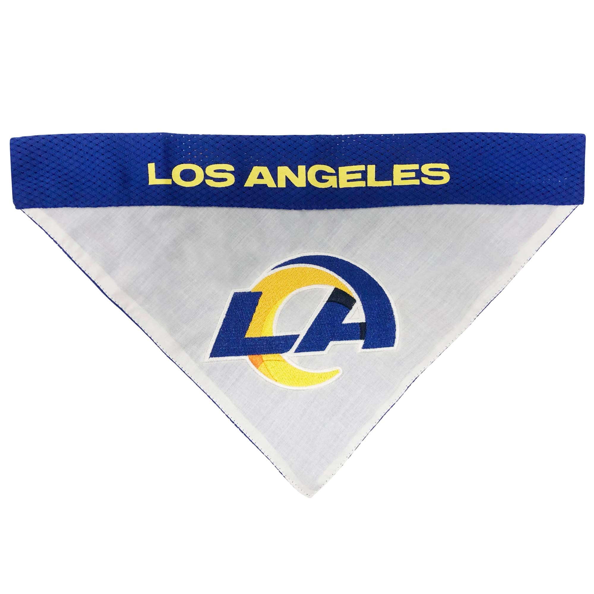Pets First NFL DOG BANDANA - LOS ANGELES RAMS REVERSIBLE PET BANDANA. 2 Sided Sports Bandana with a PREMIUM Embroidery TEAM LOGO, Small/Medium. - 2 Sizes & 32 NFL Teams available