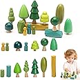 Wooden Tree Toy Set 14PCS Wood Balance Stacking Toys Elegant Ornaments for Home Decrocation Wooden Trees Mini Trees for Home Decor Accessories for 36 Months+