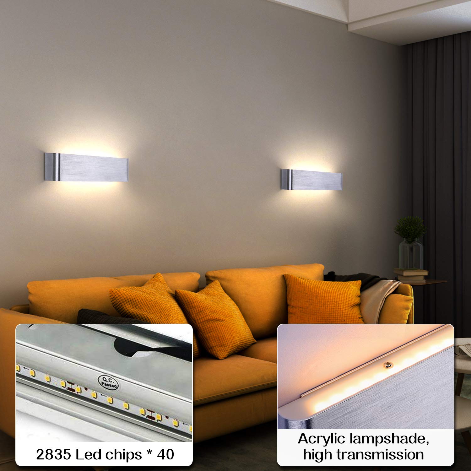 de pared led moderna luz de aluminio