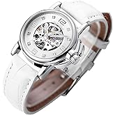 Gute Women's Watch Luxury Mechanical Stainless Steel Skeleton Steampunk Automatic Self Winding Wristwatch