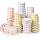 120pcs 9oz Gingham Party Paper Drinking Cups, 4 Colors Disposable Plaid Paper Cups Checkered Cups for Wedding Birthday Decoration Fiesta Baby Shower Picnic