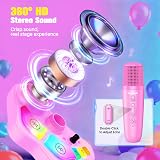 Dislocati LED Stand Karaoke Machine 2 Microphones Bluetooth Kids Gift 3-12 view 7