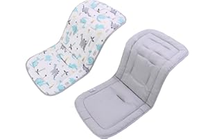 LAT LEE AND TOWN Baby Stroller Cushion, Universal Breathable and Soft Newborn Stroller Mat, 100% Cotton Cover Toddler Seat Pad Liner for Stroller, 34x78cm,1 Pack（Dinosaur+Grey））