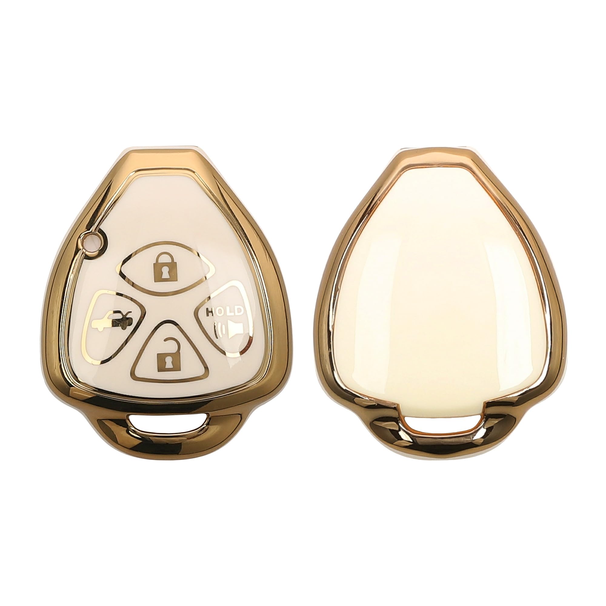 kwmobile Key Cover Compatible with Toyota 4-Button RAV4 Camry Avalon Corolla Matrix - Car Key Fob Case Protector - White/Gold