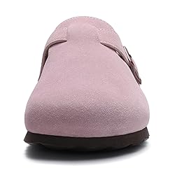 KIDMI Women's Genuine Suede Clogs Cork Footbed
