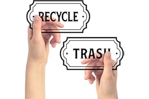 VINYL FRIEND Recycle and Trash Logo Symbol - Elegant Golden Look for Trash Cans, Containers, and Walls - Laminated Vinyl Decal (Small, Black Transparent)