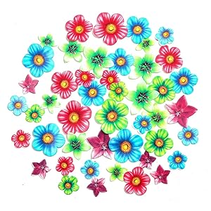 GEORLD 48Pcs Edible Cupcake Toppers Wedding Cake Birthday Party Food Decoration Mixed Size & Colour (Flower)