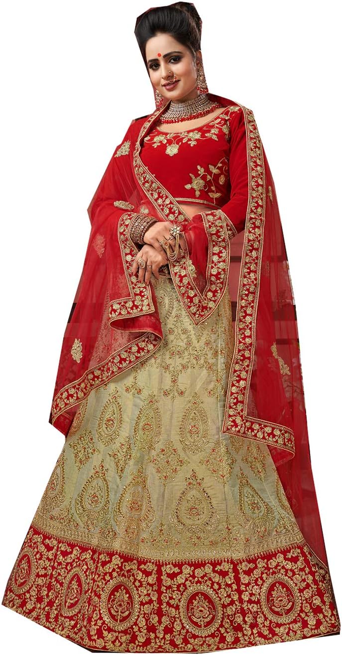 Indian Women Designer Partywear Ethnic Traditional Beige Lehenga Choli.