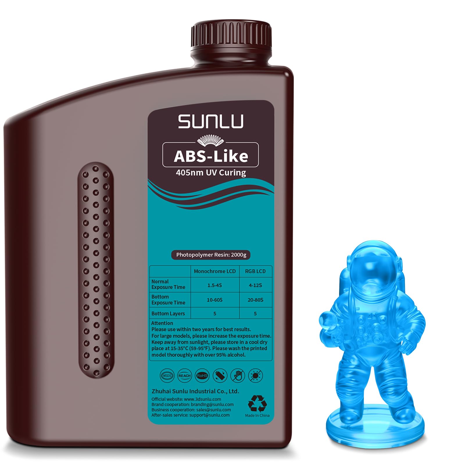 SUNLU Upgraded 2KG ABS Like Resin with Enhanced Strength and Toughness, High Compatibility 3D Printer Resin, 2000G Clear Blue Image