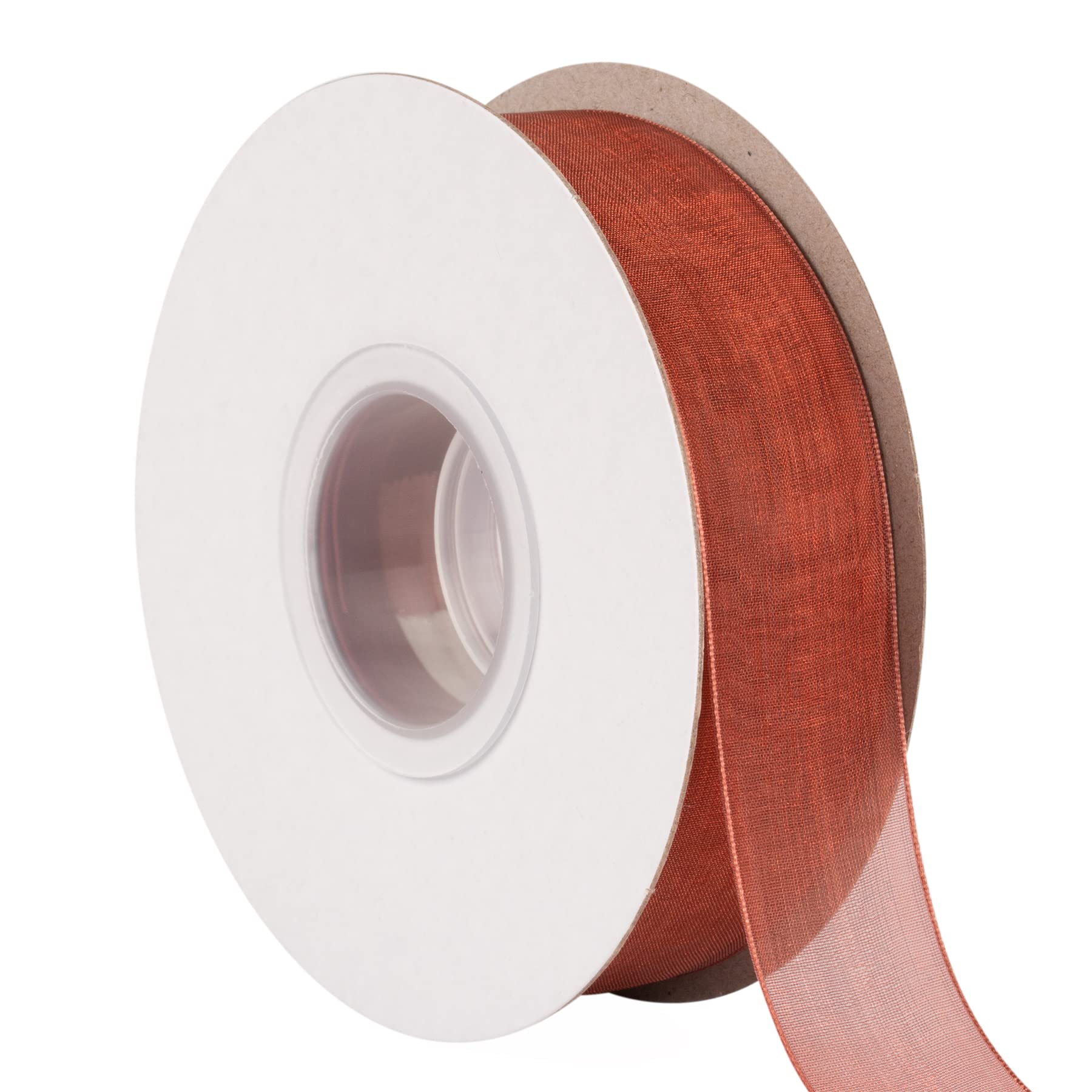 TEKDEERE 25mm Sheer Organza Ribbon,Burgundy Shimmer Chiffon Ribbon for DIY Crafts Wedding Party Decorations, Gift Wrapping Bridal Bouquets (45M)