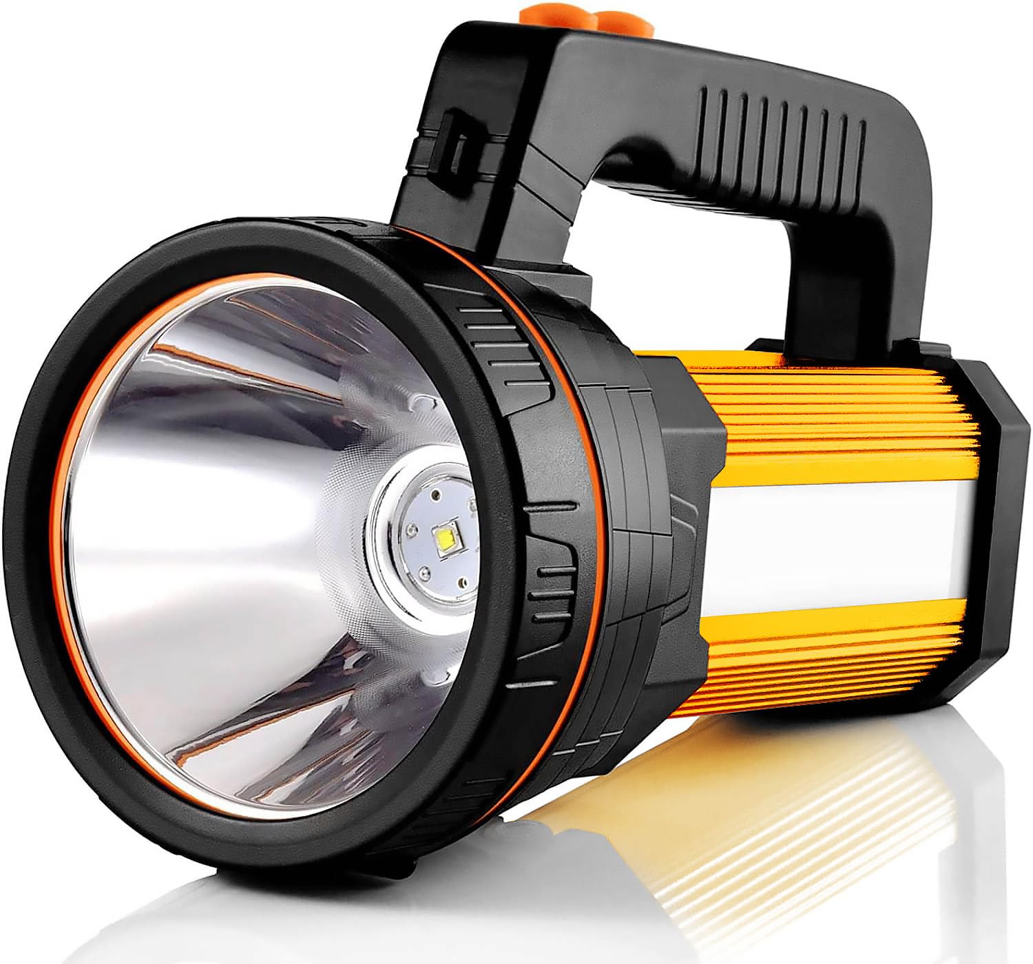 CSNDICE Torch Rechargeable, Torches LED Super Bright Rechargeable, IP65 Waterproof Flashlight with Side Light, 10000mAh Long Lasting Torch for Outdoor Emergency, Camping, Hiking