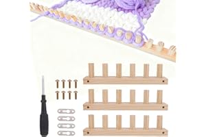 3pcs Chunky Knitting Blanket Loom, 35.4 Inch Thick Wooden Blanket Loom for Chunky Yarn with 1 Screwdriver & Assembly Tools Go