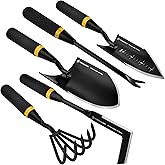 Kemaier Garden Tool Set - Featuring a Heavy-Duty Stainless Steel Hand Cultivator, Transplant Shovel, Trowel, Crack Weeder, and Dandelion Weeder - The Ultimate, Unbreakable Gardening Gift