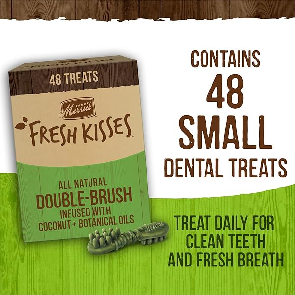 MERRICK FRESH KISSES NATURAL DENTAL CHEWS INFUSED WITH COCONUT AND BOTANICAL OILS FOR SMALL DOGS 15-25 LBS – 36 CT. BOX