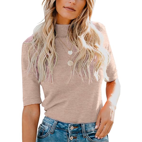 AmélieBoutik Women's Mock Turtleneck Top – Slim Fitted, Short Sleeve, Lightweight Rayon-Spandex Blend - View #7