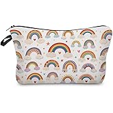 Livel lhood Rainbow Makeup Bag Cute Small Makeup Organizer Bag Travel Toiletry Zipper Pouch Striped Rainbow Cosmetic Bag Gift for Women Girls