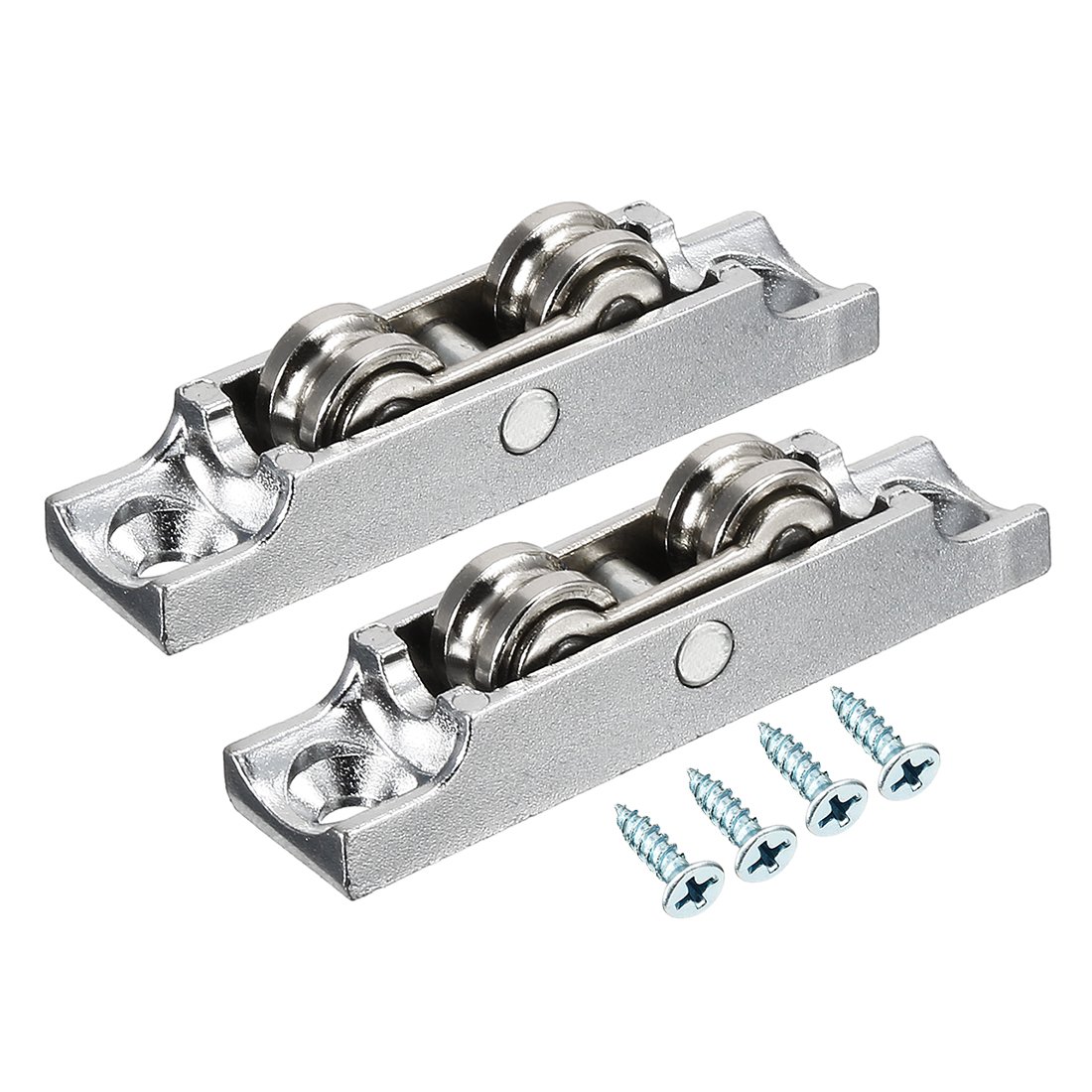 Sourcingmap 11.5mm Dia Bearing Steel Electroplating Double Wheel Sliding Door Window Pulley 2pcs