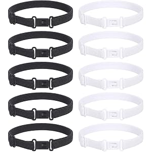 Aeaocvo 10 Pcs Bow Ties Elastic Straps with Clips, Adjustable Bow Tie Holder Elastic Band