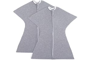 SleepingBaby Zipadee-Zip Transition Swaddle - Baby Swaddling Blanket with Zipper Convenience - Roomy Baby Wearable Blanket for Easy Diaper Changes - Classic Heather - Large (12-24 Month) - 2 Pack